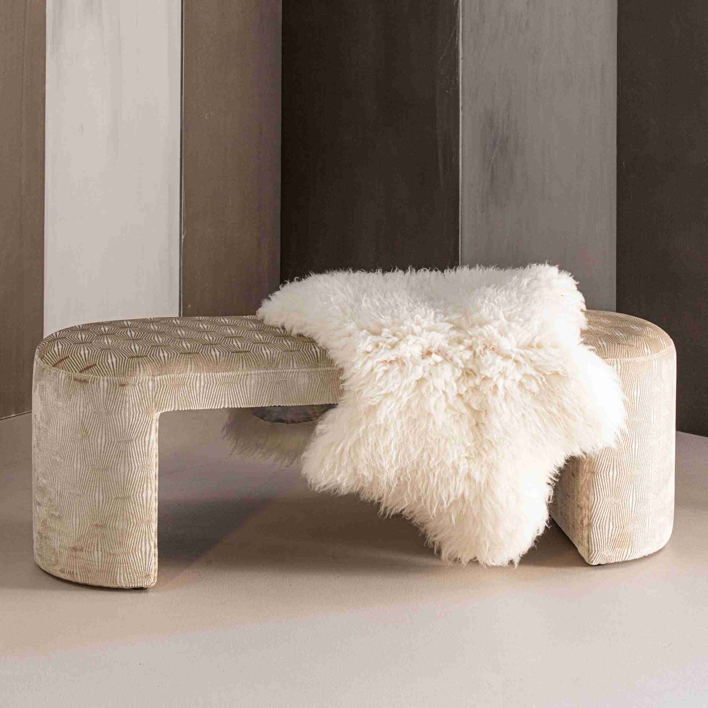 WOOOD Eetkamerbank Jacob Dessin stof, 130cm - Naturel