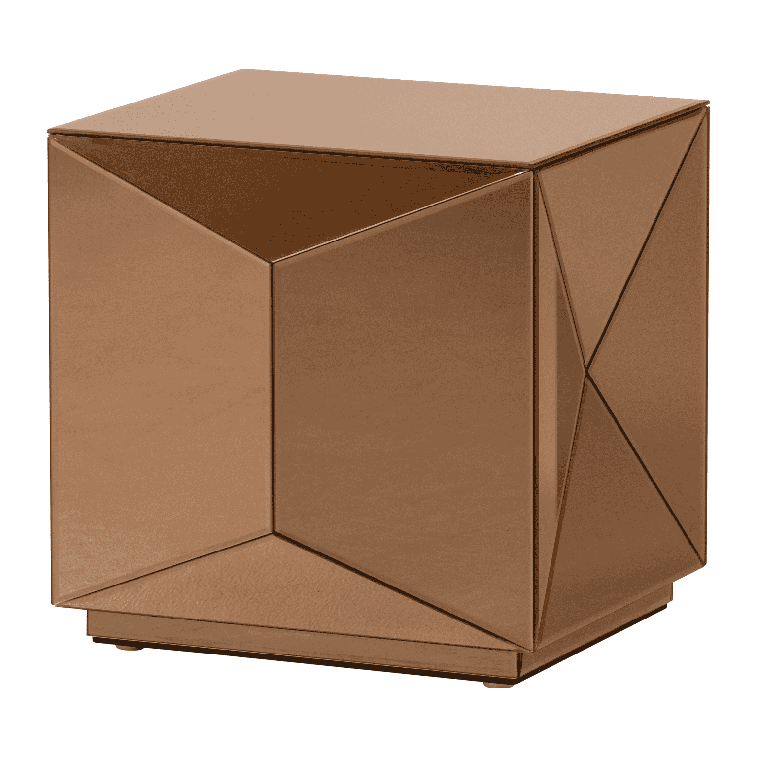 WOOOD Bijzettafel Glintz MDF en spiegelglas, 40 x 40cm - Bruin - Vierkant