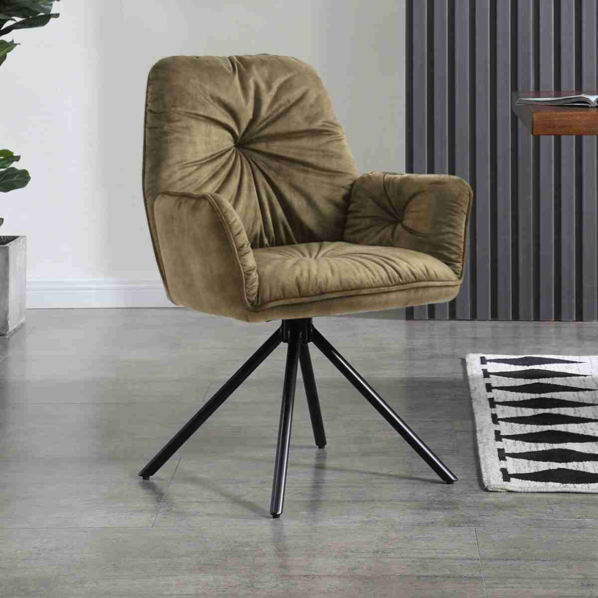 Artistiq Eetkamerstoel 'Gadi' Velvet, kleur Groen