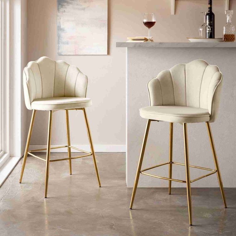 Artistiq Barkruk 'Alexander' Velvet, kleur beige (zithoogte 68cm)