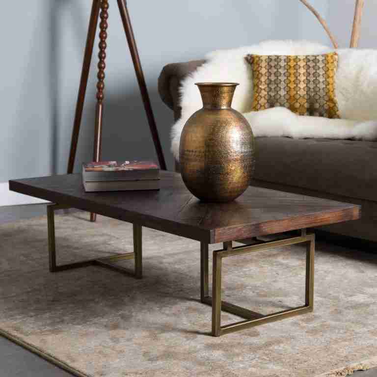 Dutchbone Salontafel 'Class' Antique Brass, 120 x 60cm, kleur Bruin