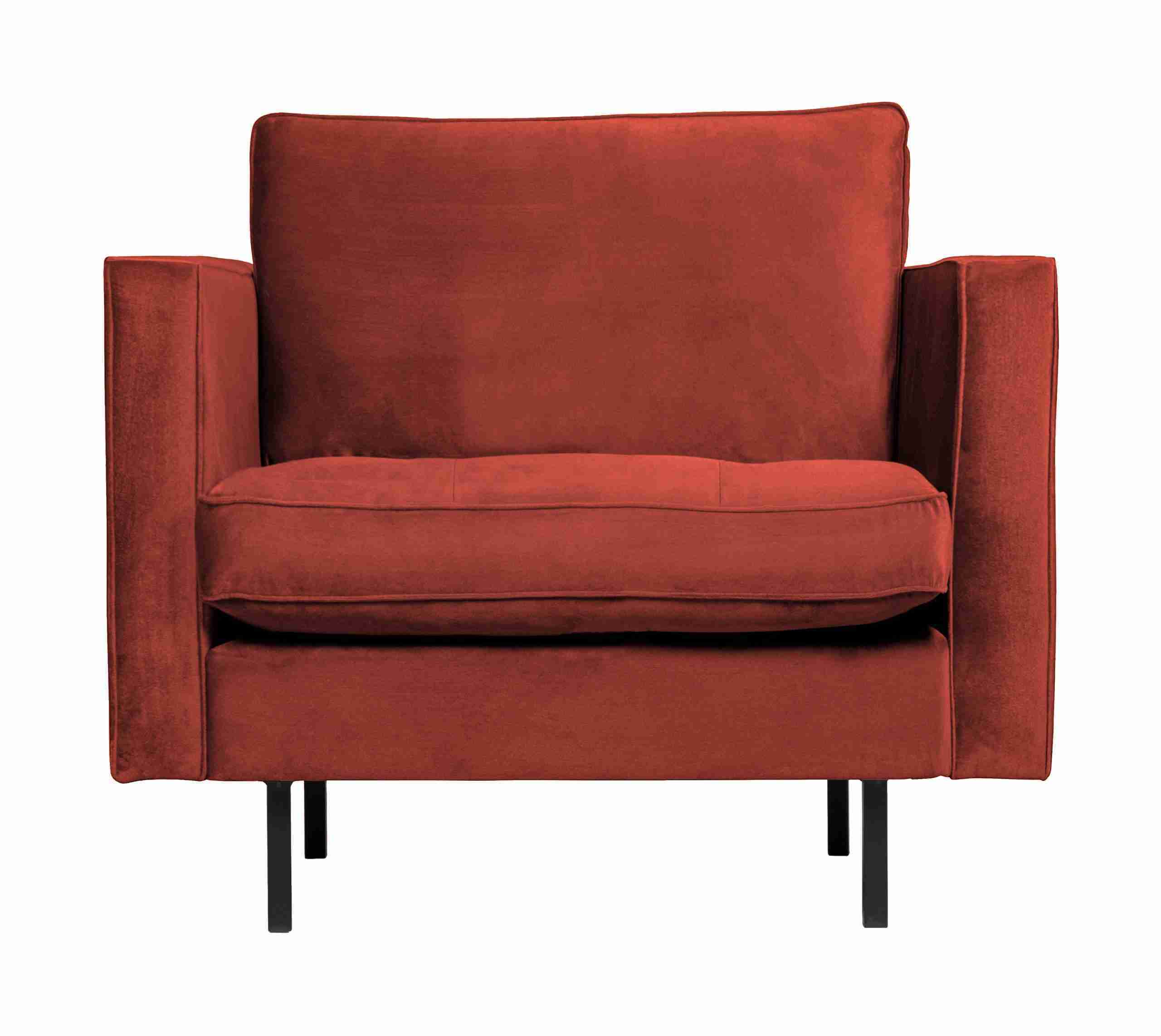 WOOOD Fauteuil 'Rodeo' Classic, Velvet, kleur Chestnut