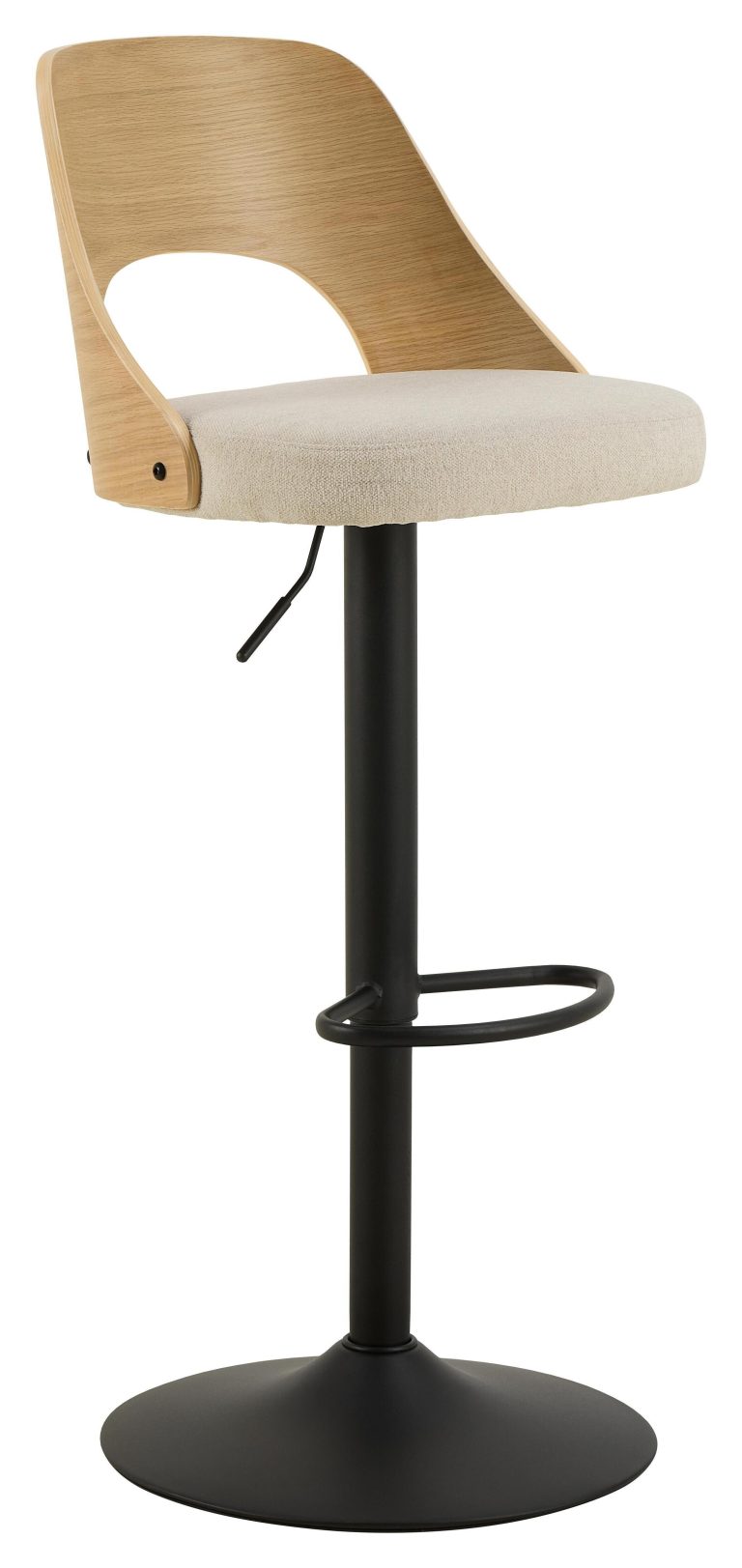 Bendt Draaibare Barkruk 'Vila' kleur Beige/Naturel (zithoogte 62-84cm)