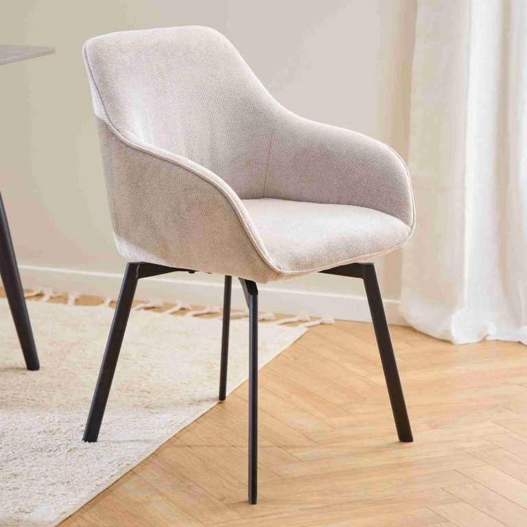 Bendt Draaibare Eetkamerstoel 'Aisling' Chenille, kleur Beige