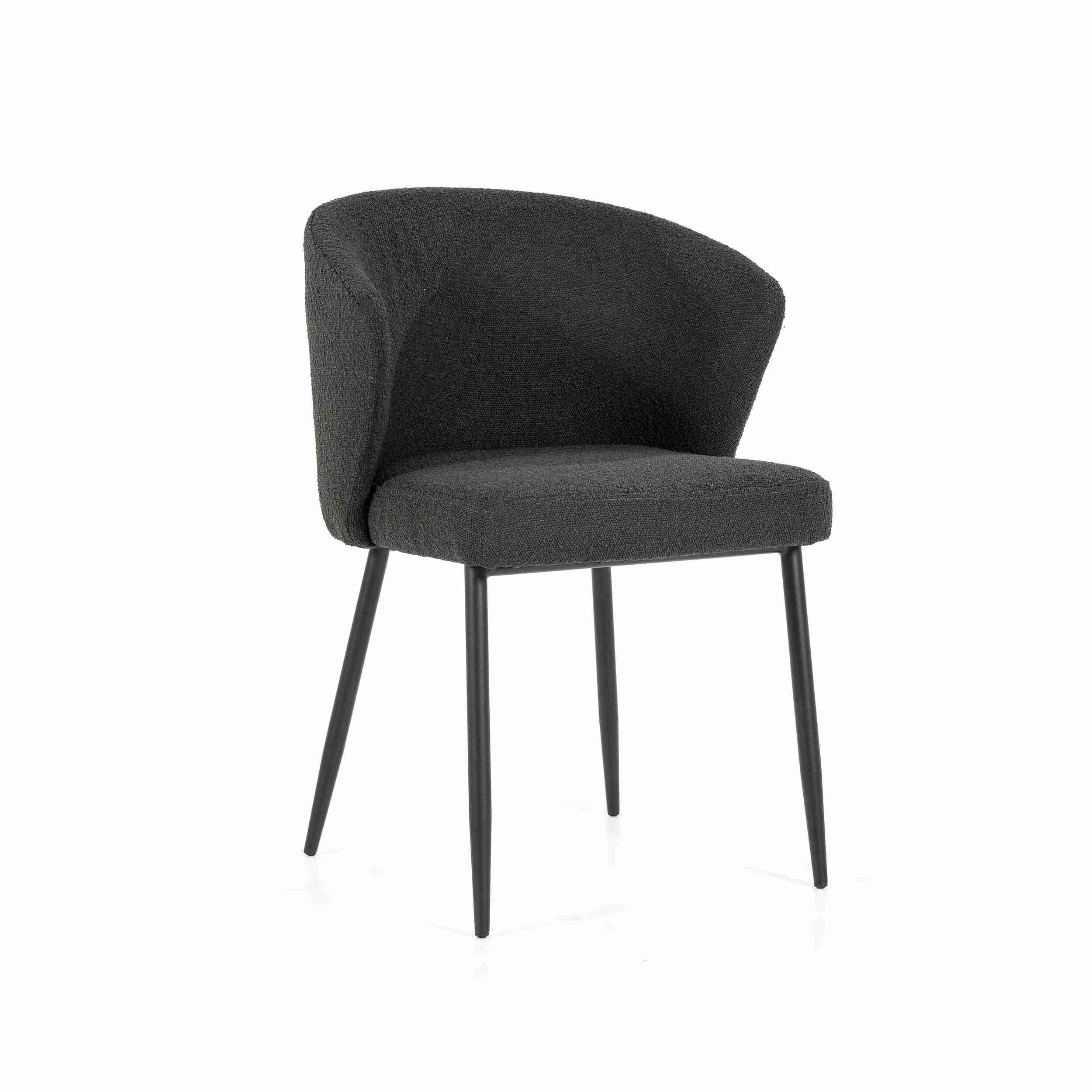 Eleonora Eetkamerstoel 'Santos' Bouclé, kleur Zwart Copenhagen