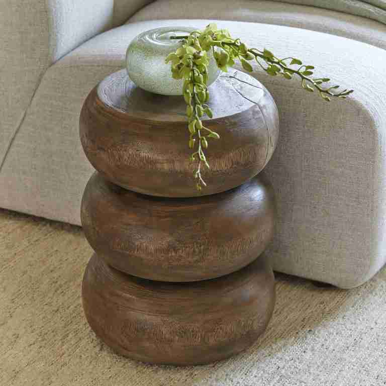 Rivièra Maison Ronde Bijzettafel Cala Carbo Suarhout, 35cm - Bruin