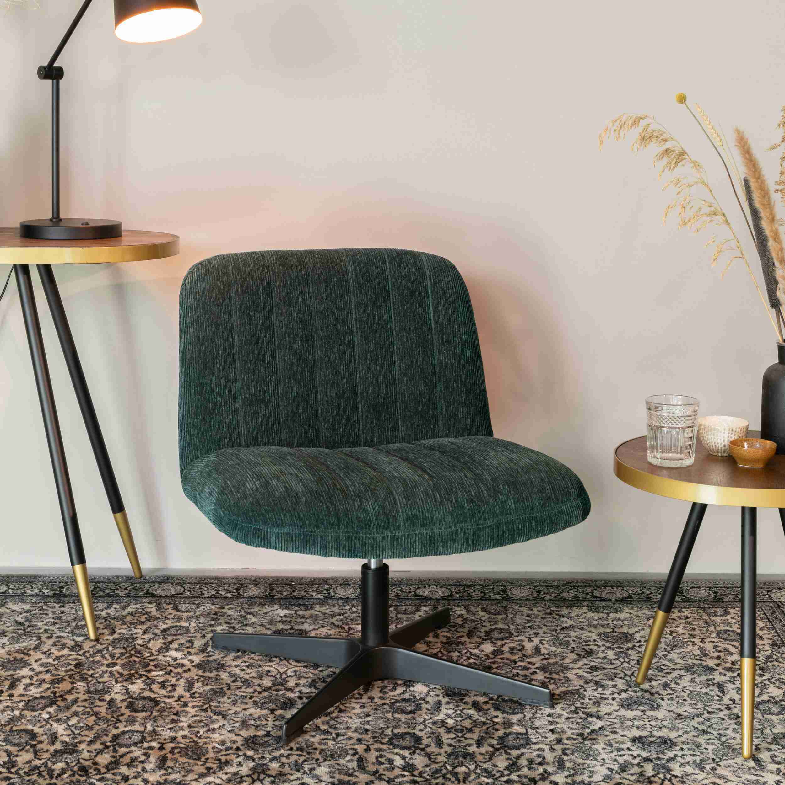 ZILT Fauteuil 'Quintin' Rib, kleur Groen