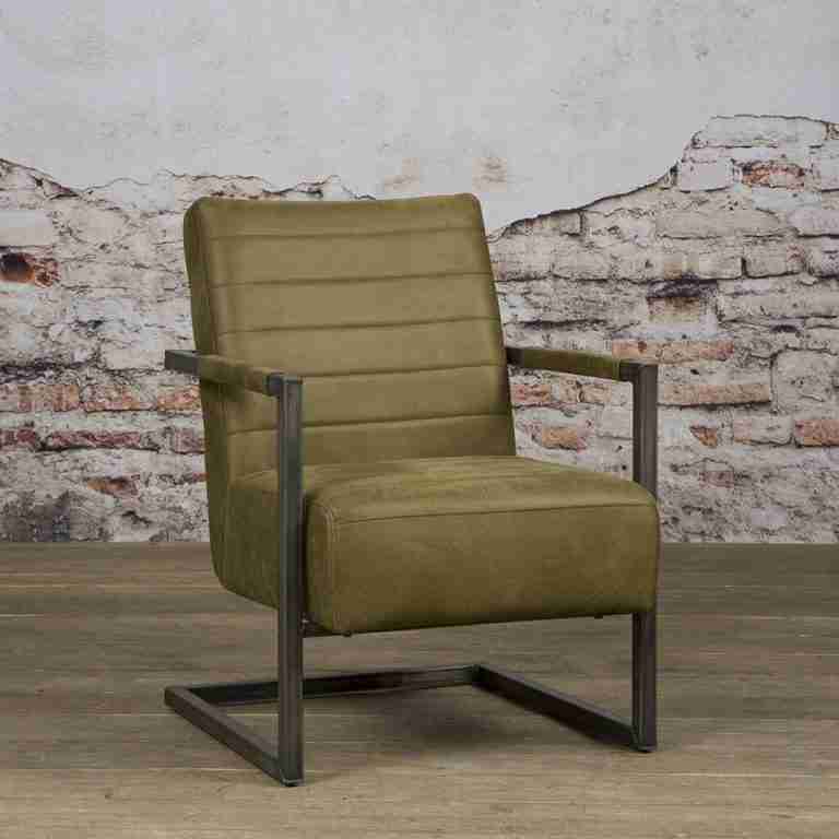 Tower Living Fauteuil 'Rocca' Leder, kleur Groen