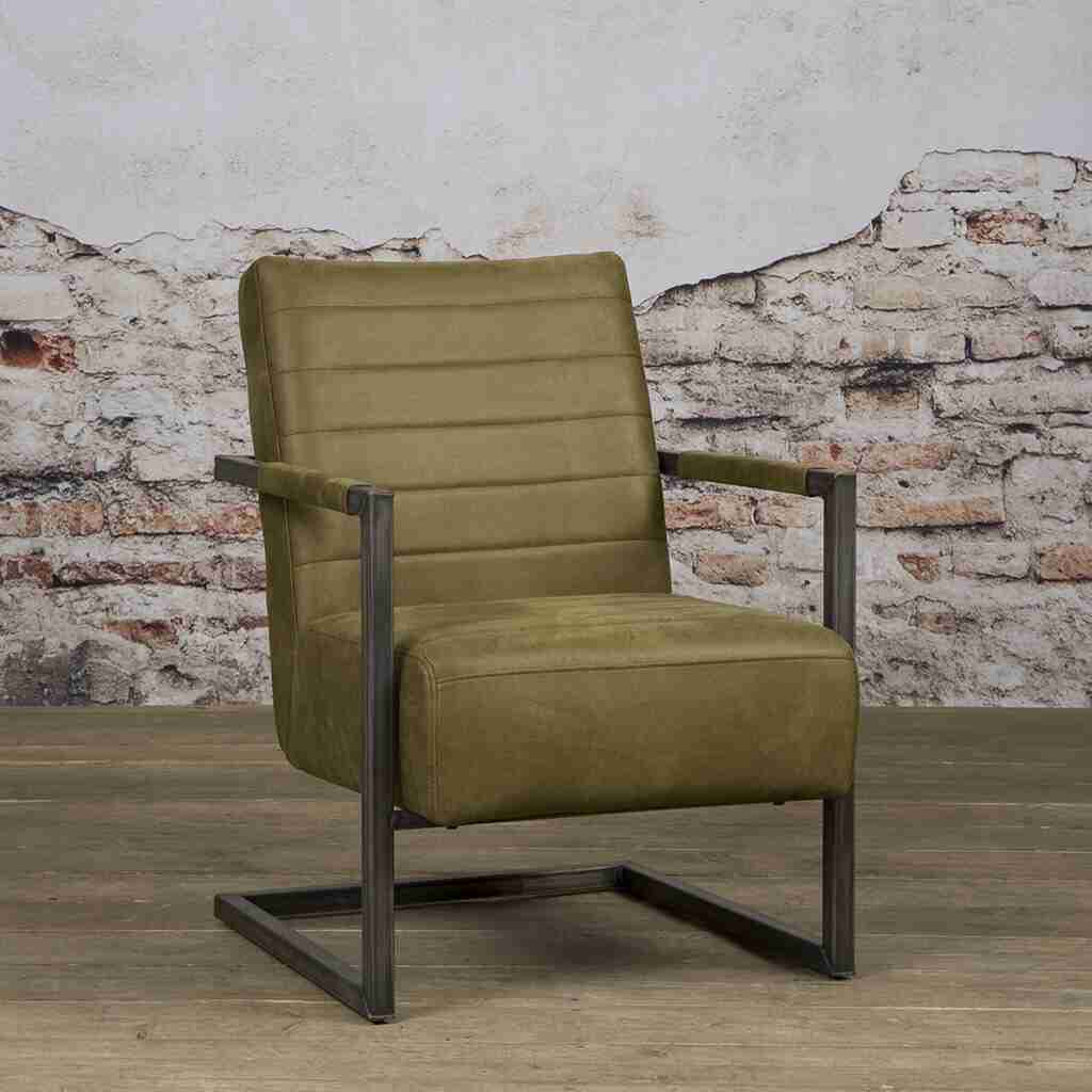 Tower Living Fauteuil 'Rocca' Leder, kleur Groen