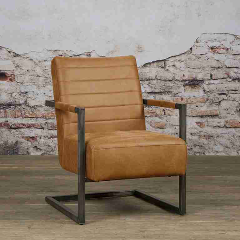 Tower Living Fauteuil 'Rocca' Leder, kleur Cognac