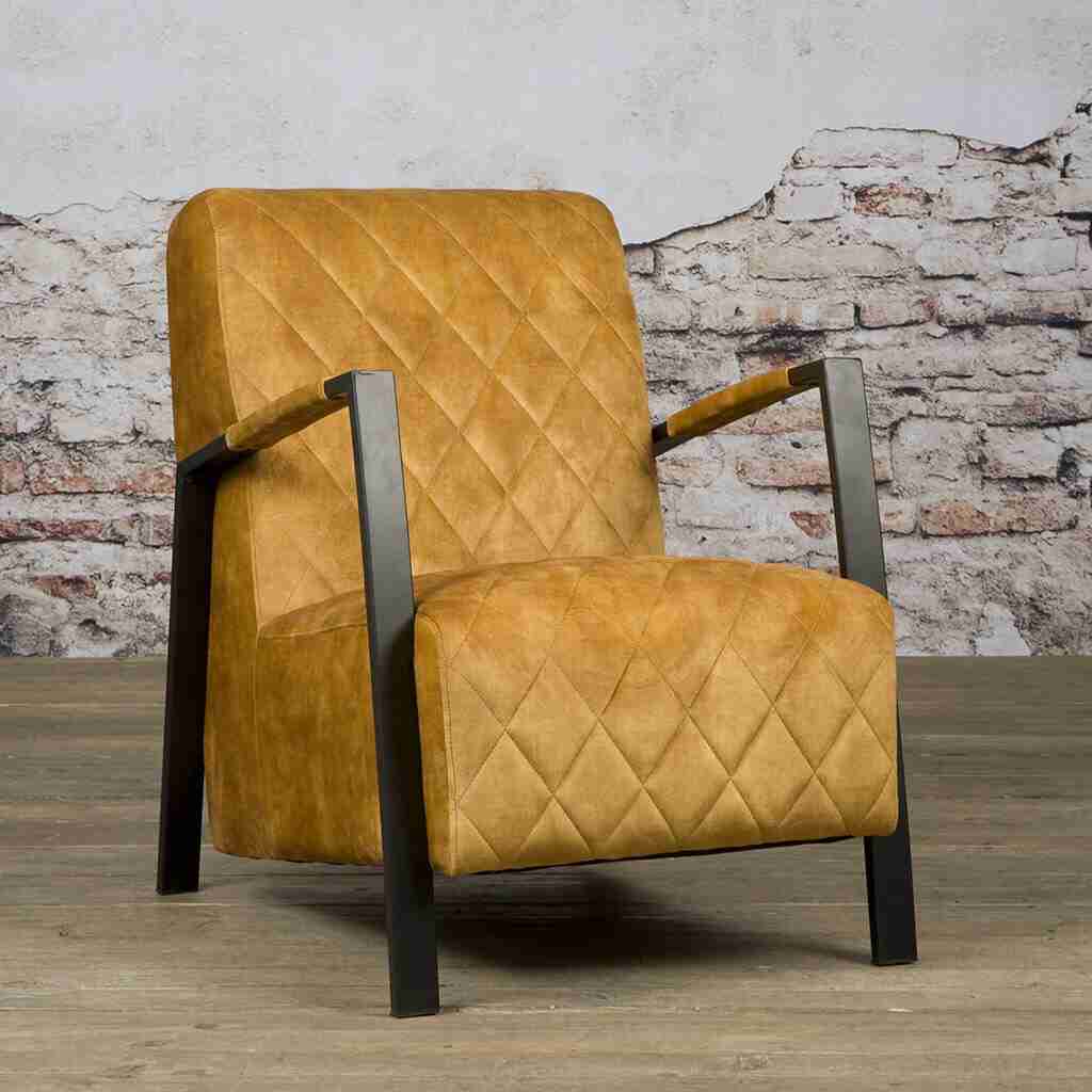 Tower Living Fauteuil 'Villa' Velvet, kleur Geel