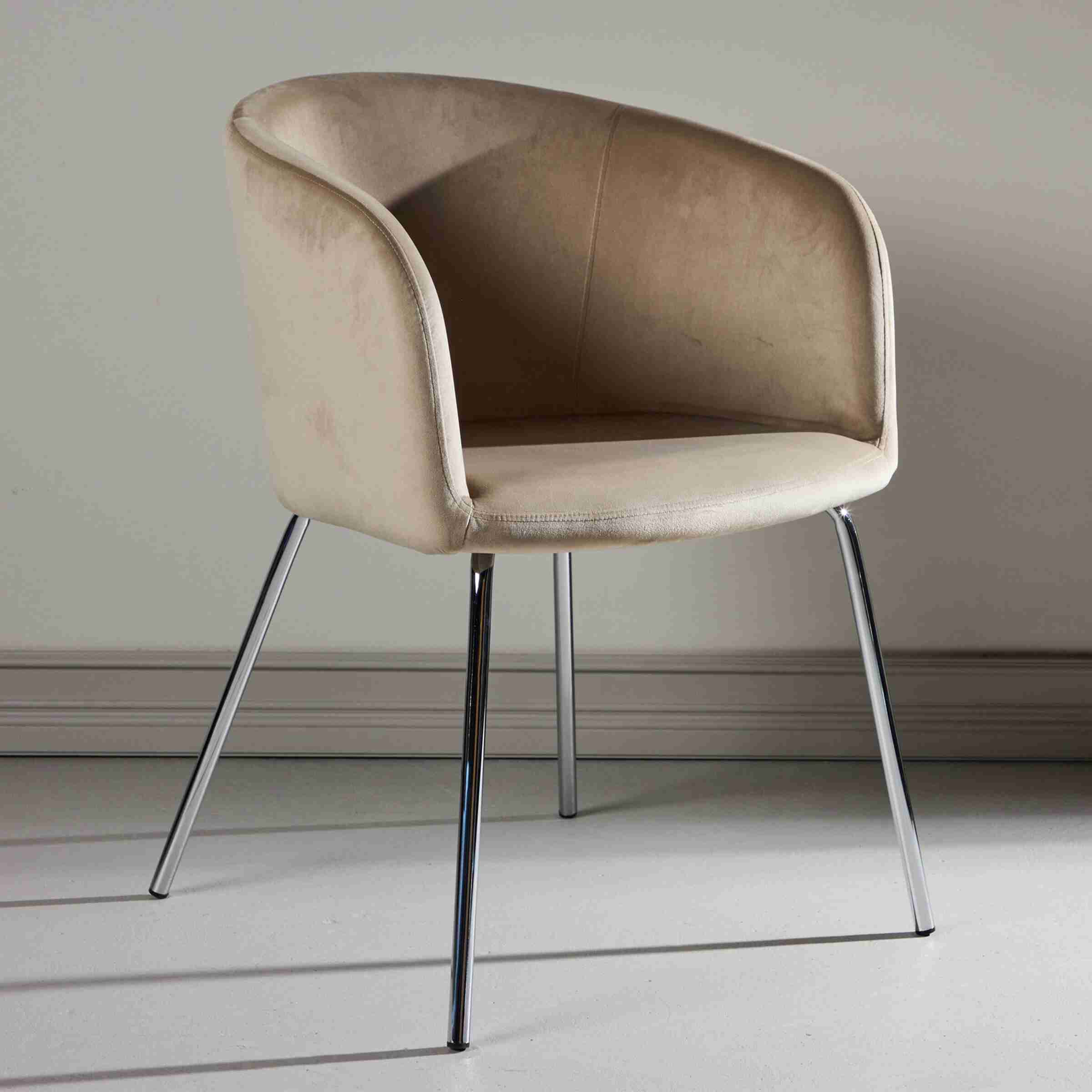 Nohr Eetkamerstoel 'Karna' Velvet, kleur Beige/Zilver