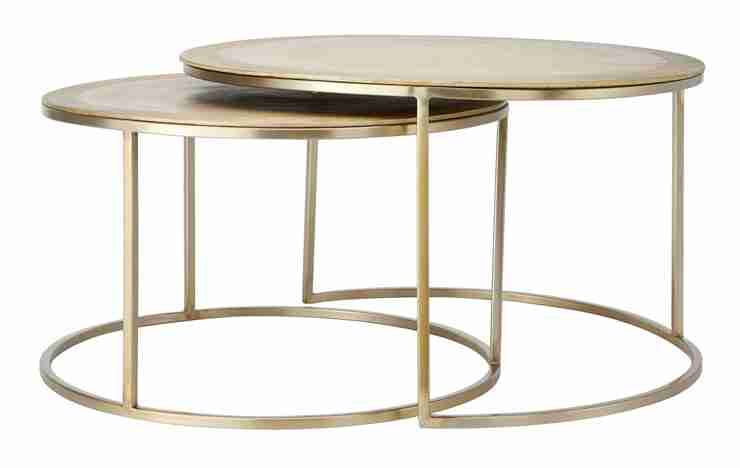 Light & Living Salontafel 'Talca' Set van 2 stuks, 65/75cm, kleur Lichtgoud