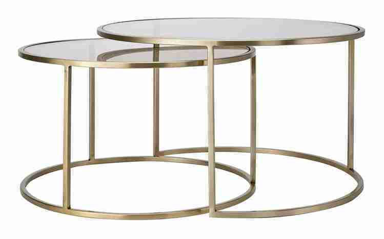 Light & Living Salontafel 'Duarte' Set van 2 stuks, kleur Goud/Lichtbruin