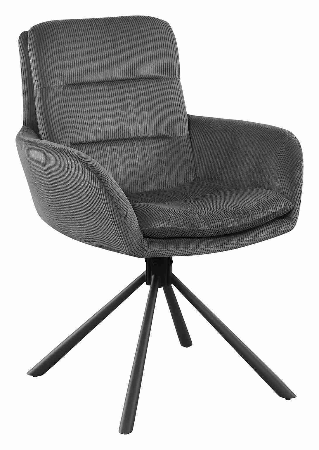 Artistiq Draaibare Eetkamerstoel 'Lashon' Rib, kleur Donkergrijs