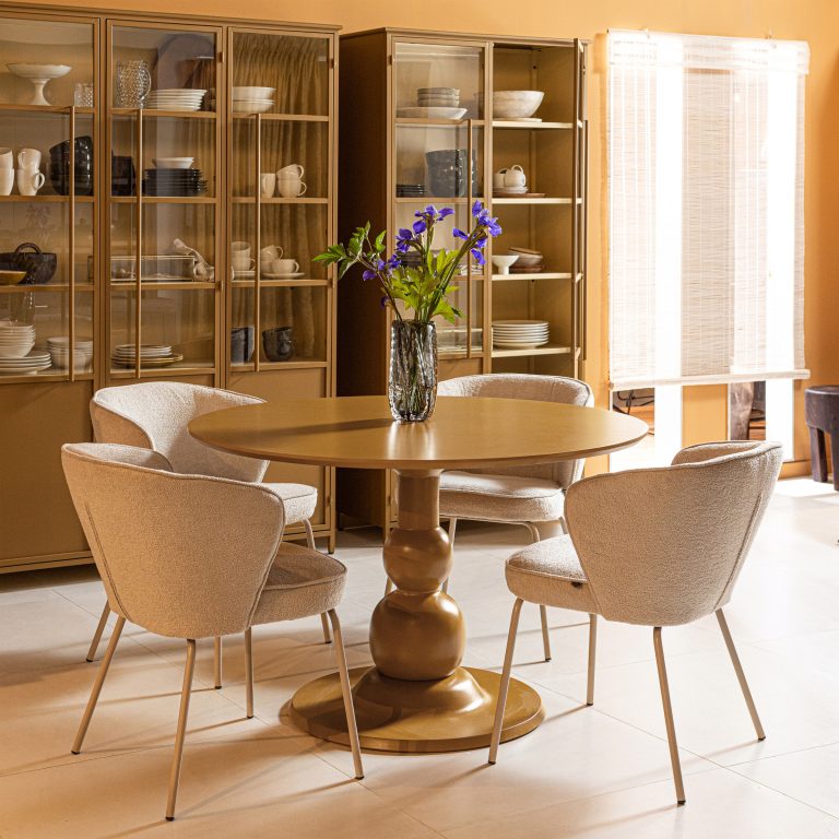 WOOOD Ronde Eettafel 'Blanco' Mangohout, 120cm, kleur Honing Geel