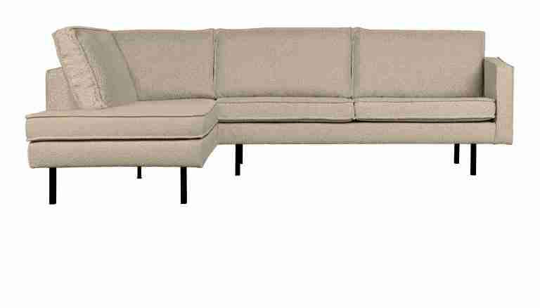 WOOOD Hoekbank 'Rodeo' Links, Bouclé, kleur Beige