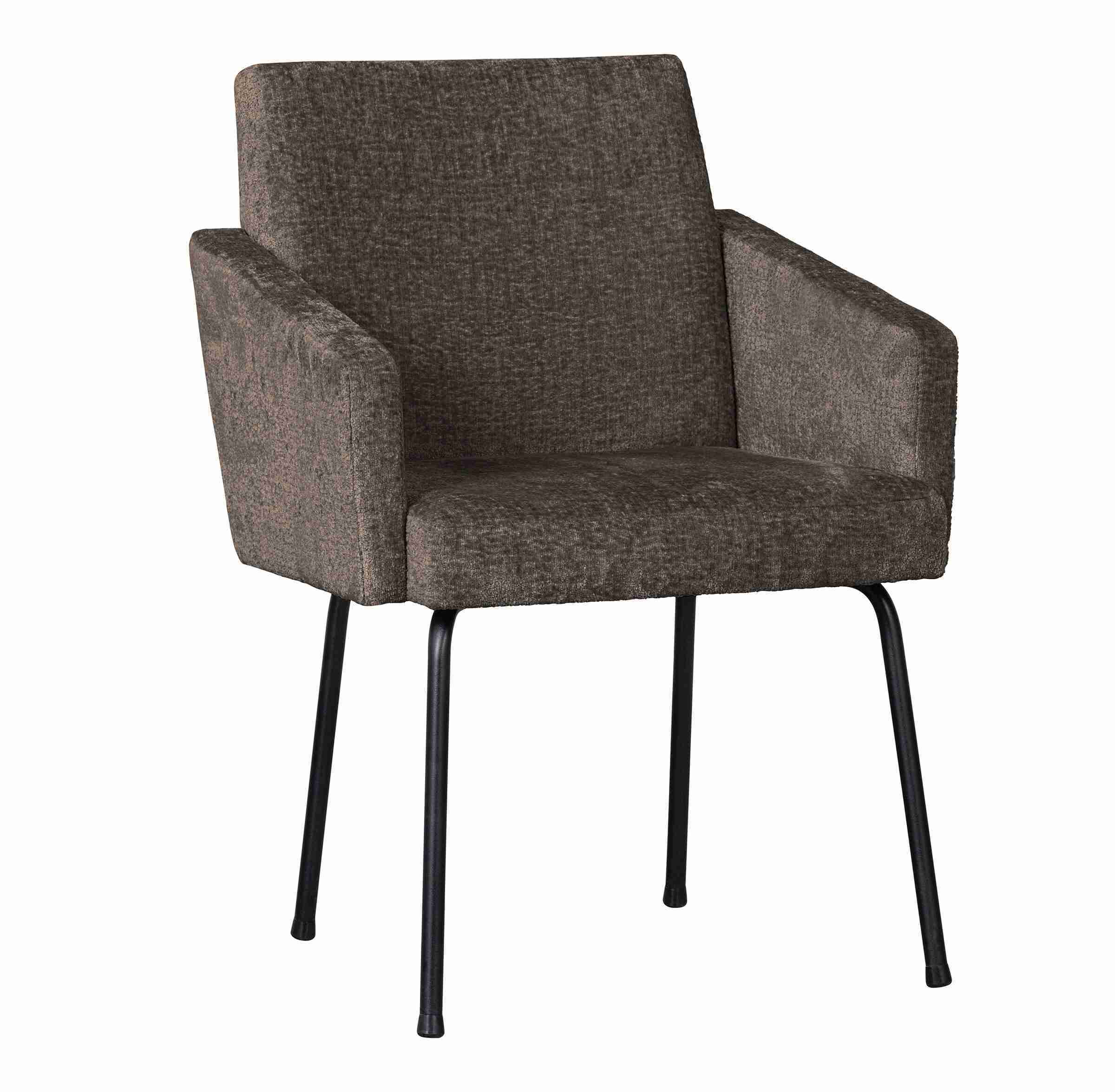 WOOOD Eetkamerstoel 'Mount' Chenille, kleur Grijs/Bruin