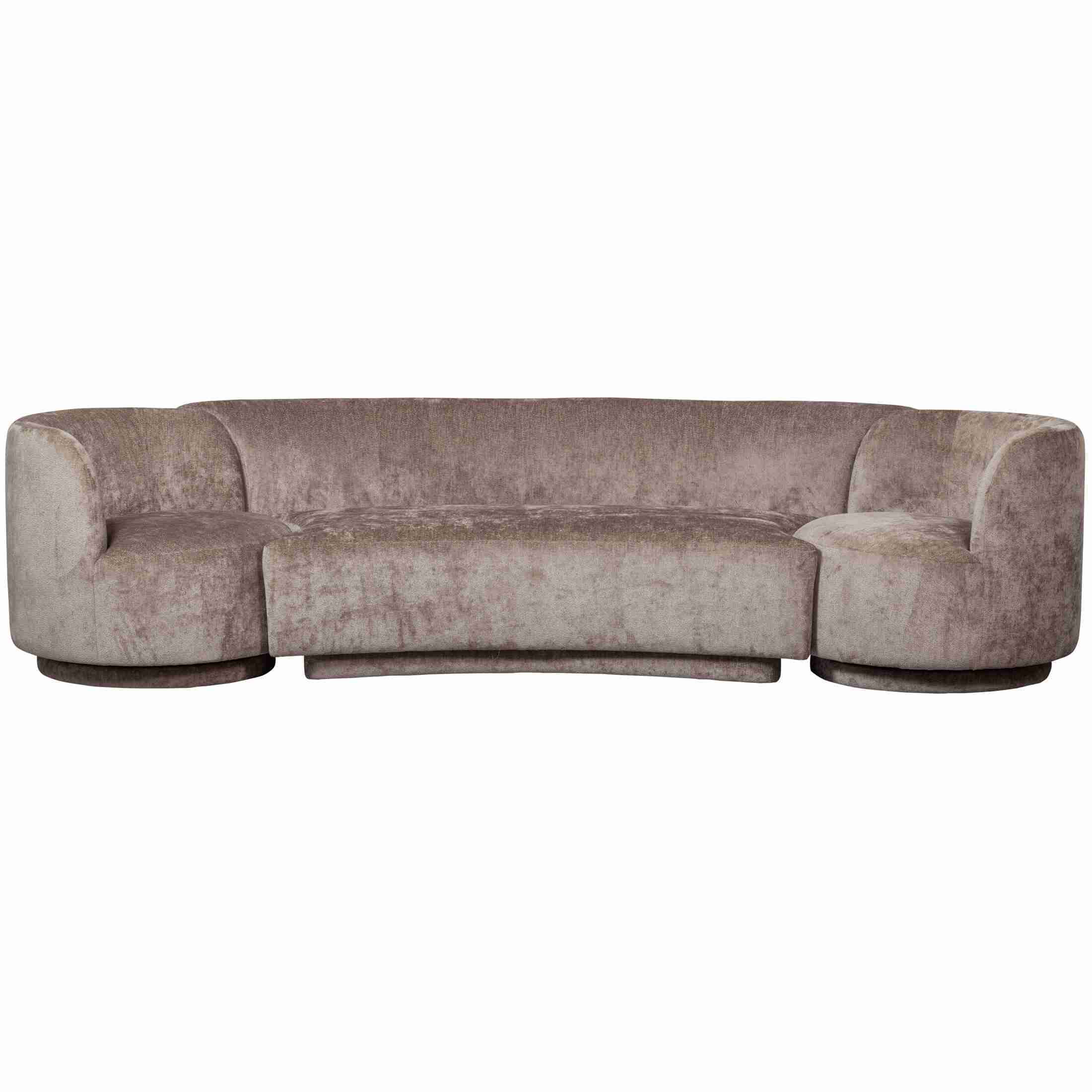 WOOOD Bank 'Combi-Popular' Bank+2 fauteuils, Chenille, kleur Taupe