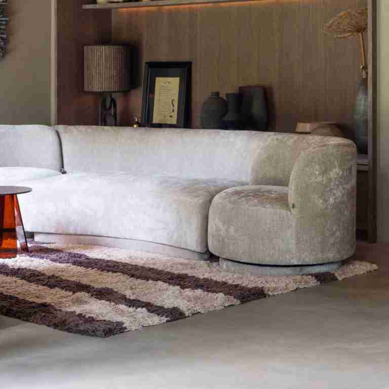 WOOOD Bank 'Combi-Popular' Bank+2 fauteuils, Chenille, kleur Naturel