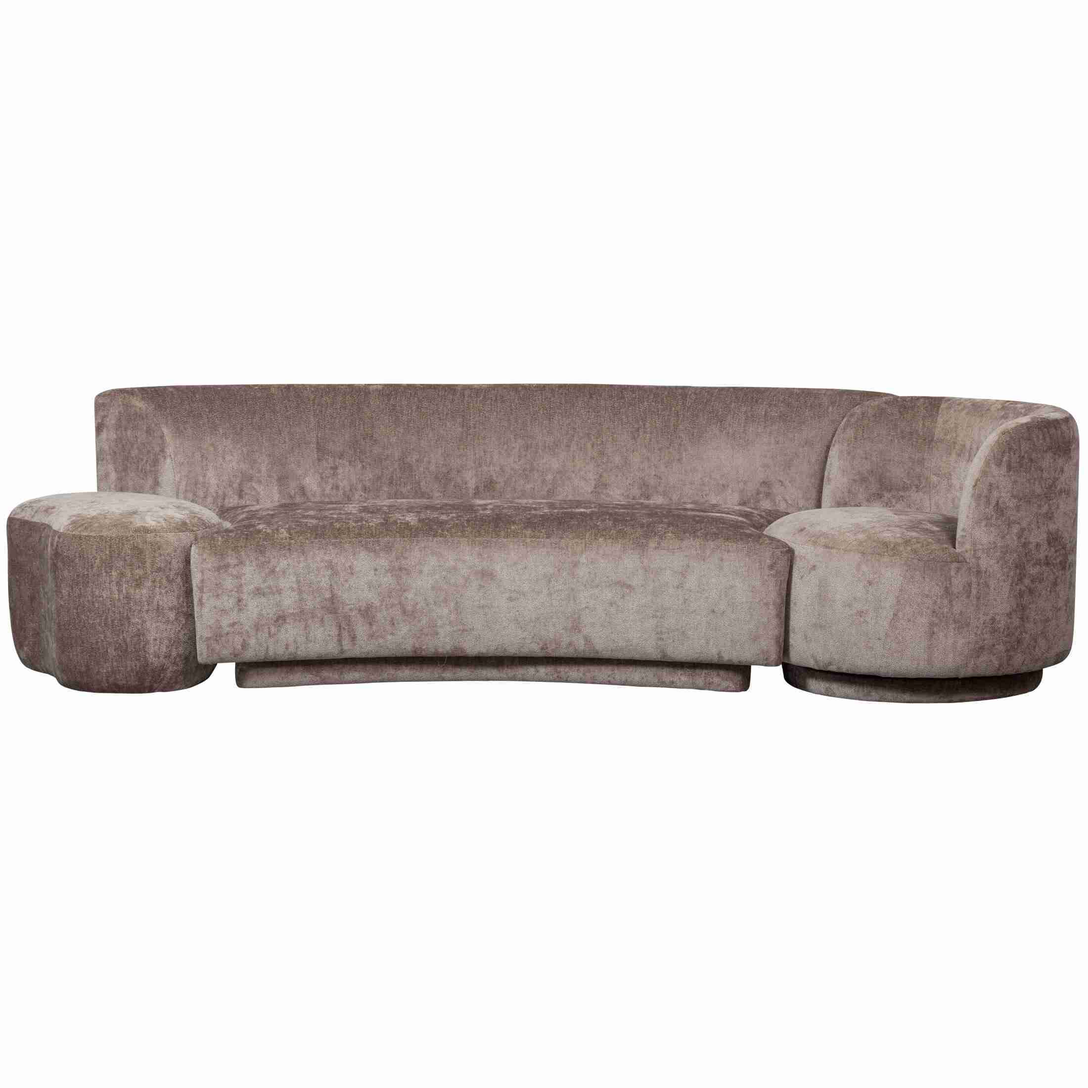 WOOOD Bank 'Combi-Popular' Bank+fauteuil+poef, Chenille, kleur Taupe