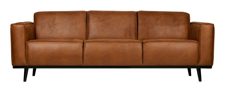 WOOOD Bank 'Statement' 3-zits, Eco Leder, kleur Cognac