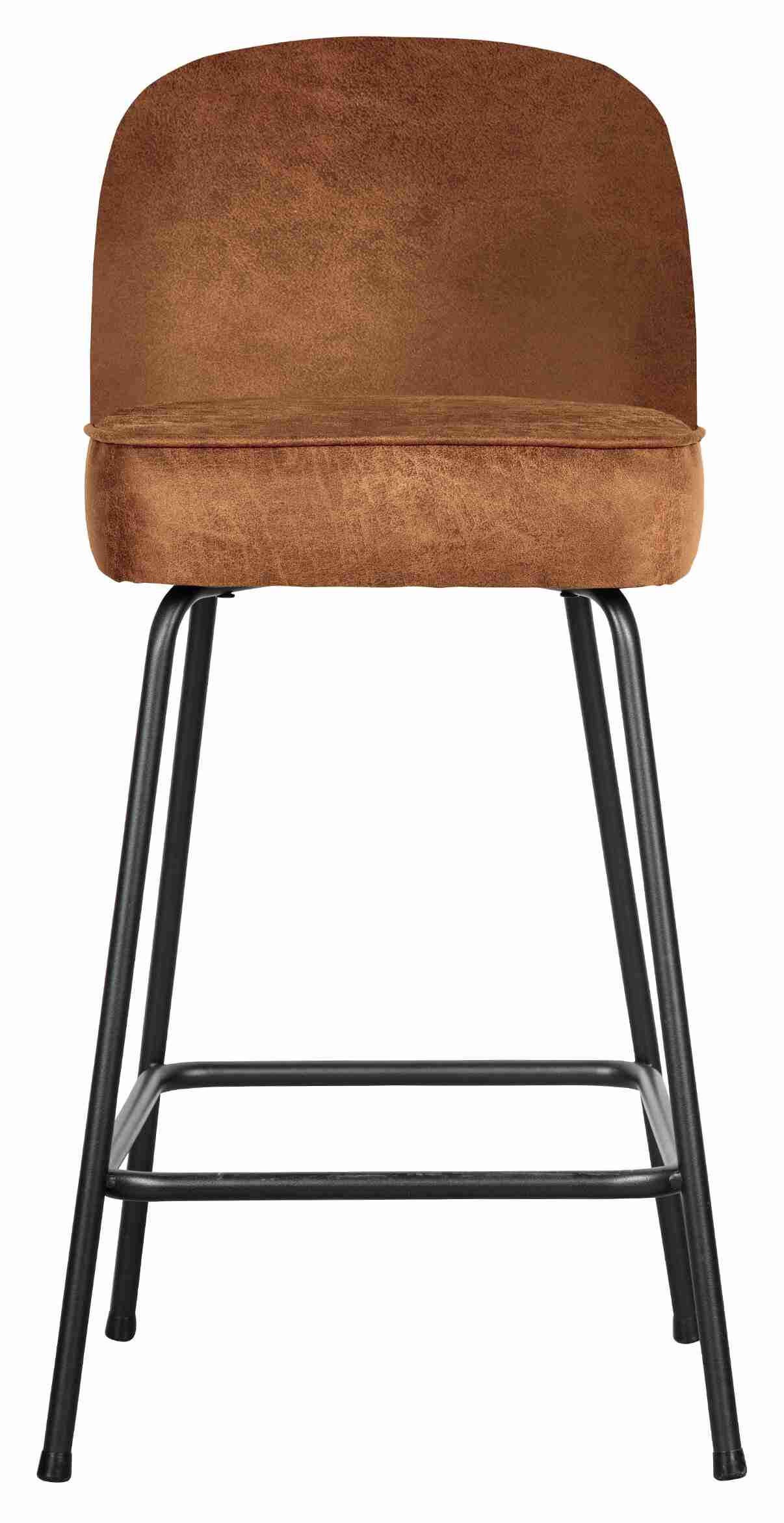 WOOOD Barkruk 'Vogue' (zithoogte 65cm) Leder, kleur Cognac