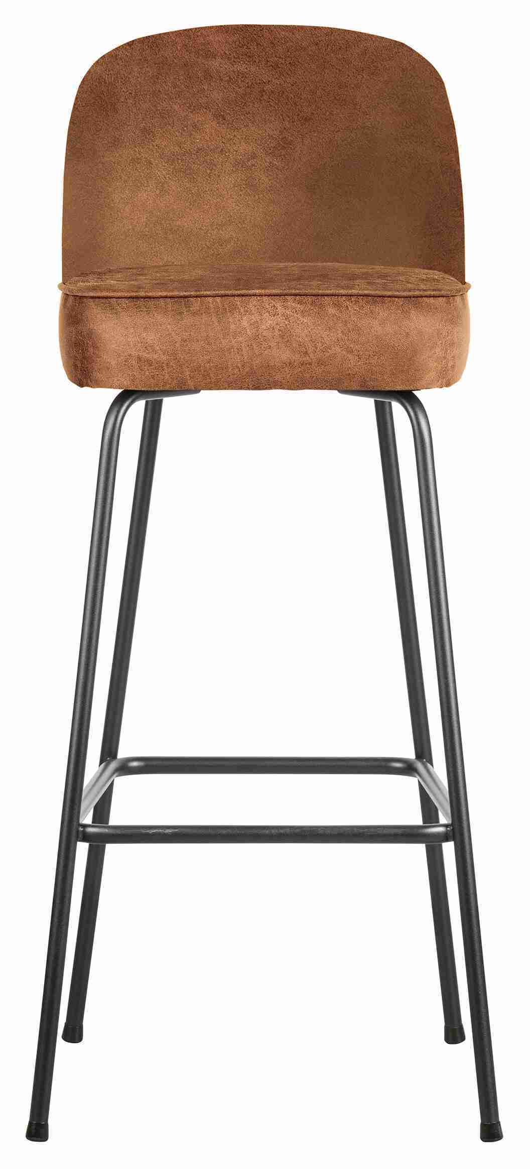 WOOOD Barkruk 'Vogue' (zithoogte 80cm) Leder, kleur Cognac