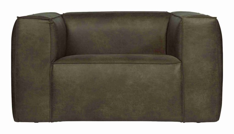 WOOOD Fauteuil 'Bean' Recycle Leer, kleur Army