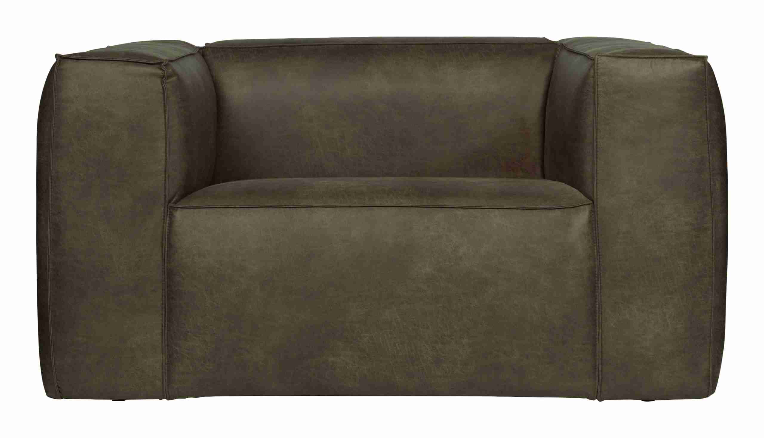 WOOOD Fauteuil 'Bean' Recycle Leer, kleur Army