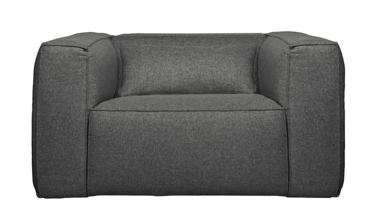 WOOOD Fauteuil 'Bean' Met Kussen, kleur Middengrijs Gemeleerd