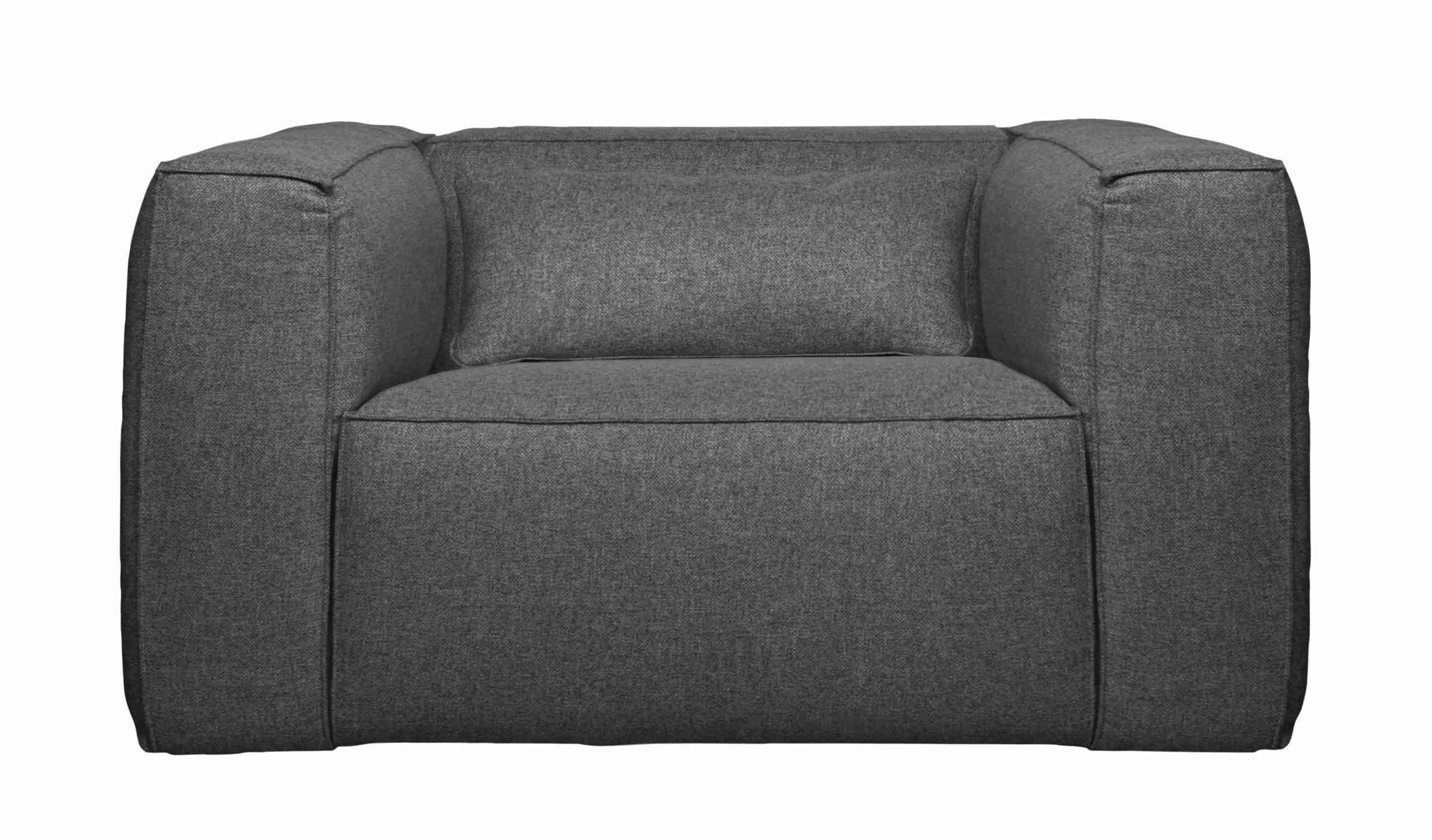 WOOOD Fauteuil 'Bean' Met Kussen, kleur Middengrijs Gemeleerd