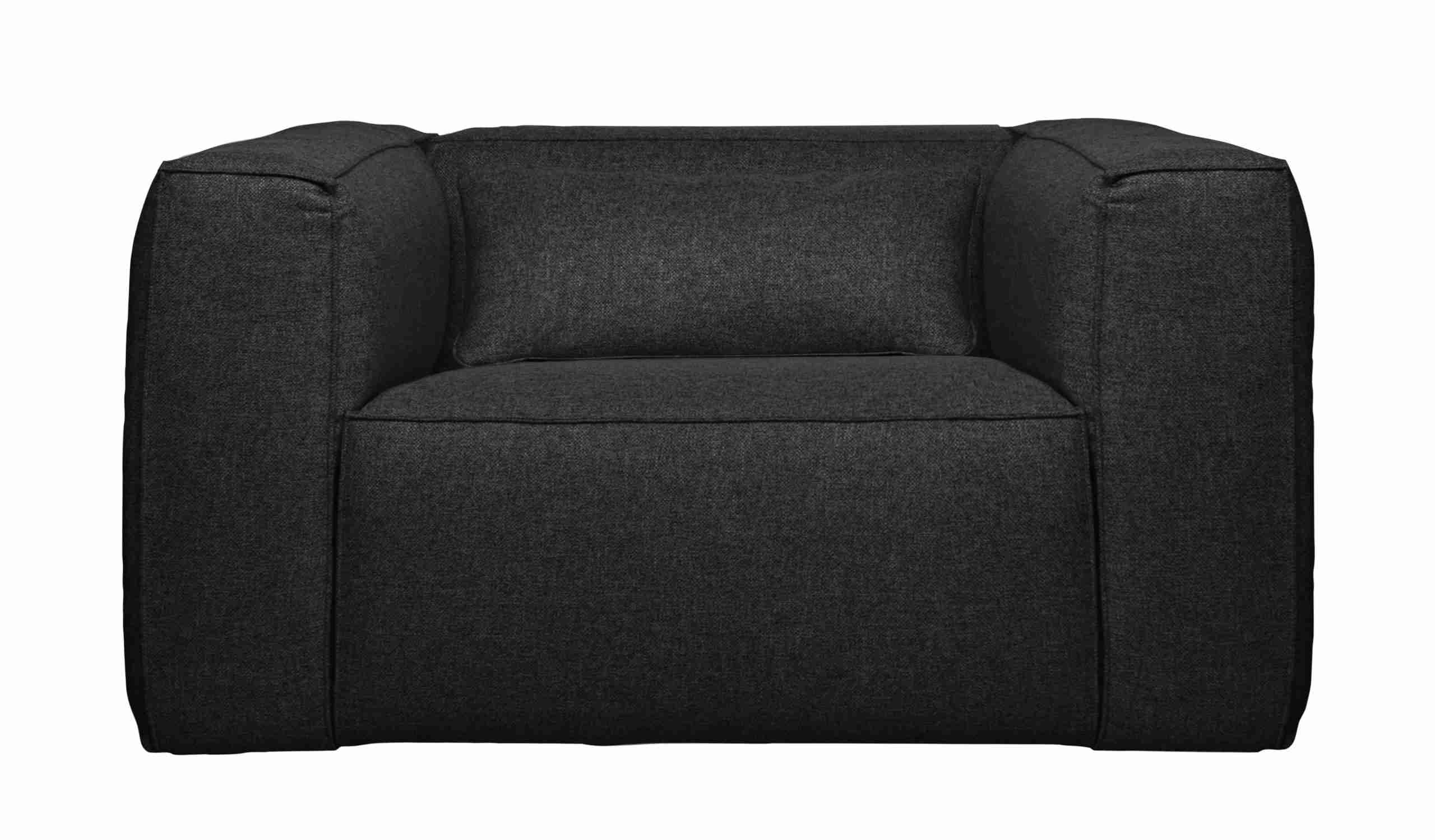 WOOOD Fauteuil 'Bean' Met Kussen, kleur Donkergrijs Gemeleerd