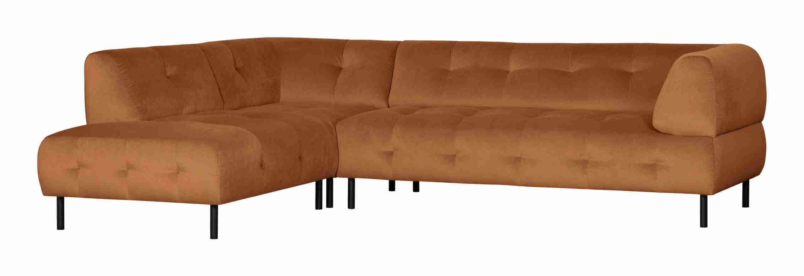 WOOOD Hoekbank 'Lloyd' Links, Velvet, kleur Cinnamon