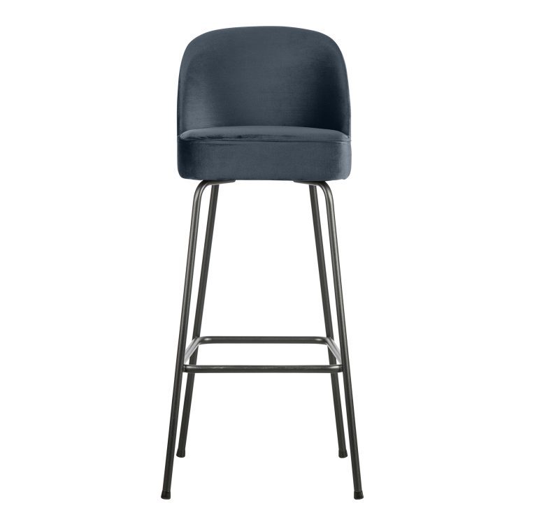 WOOOD Barstoel 'Vogue' Velvet, kleur Teal (zithoogte 79cm)