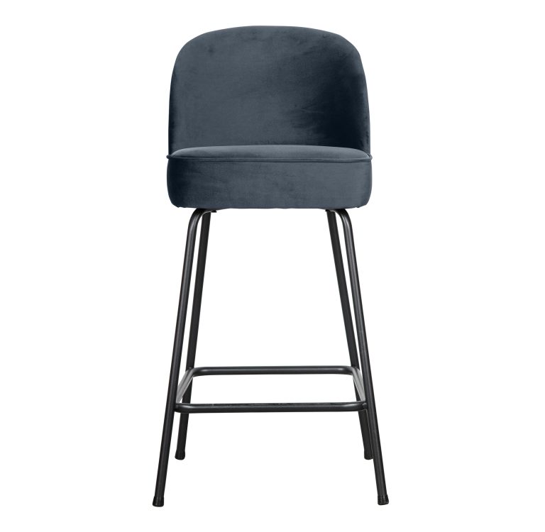 WOOOD Barstoel 'Vogue' Velvet, kleur Teal (zithoogte 64cm)