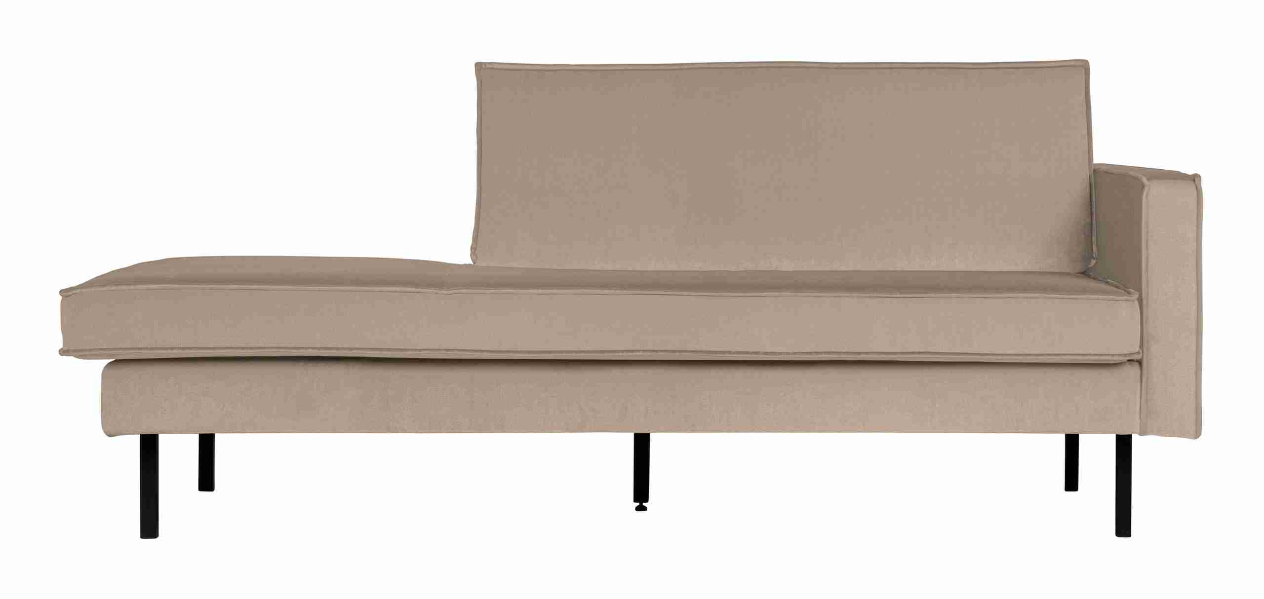WOOOD Daybed 'Rodeo' Rechts, Velvet, kleur Khaki