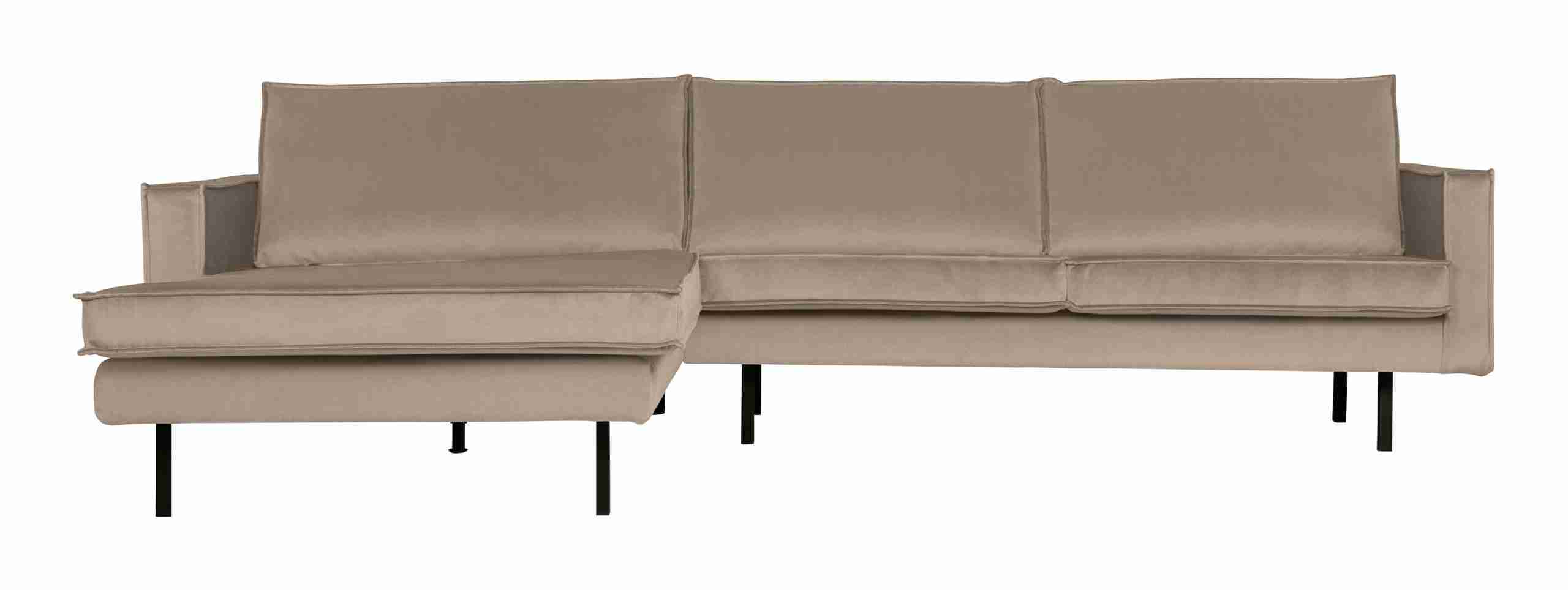 WOOOD Loungebank 'Rodeo' Links, Velvet, kleur Khaki