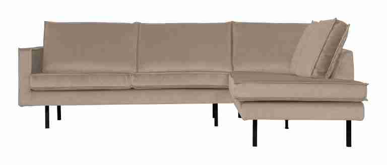 WOOOD Hoekbank 'Rodeo' Rechts, Velvet, kleur Khaki