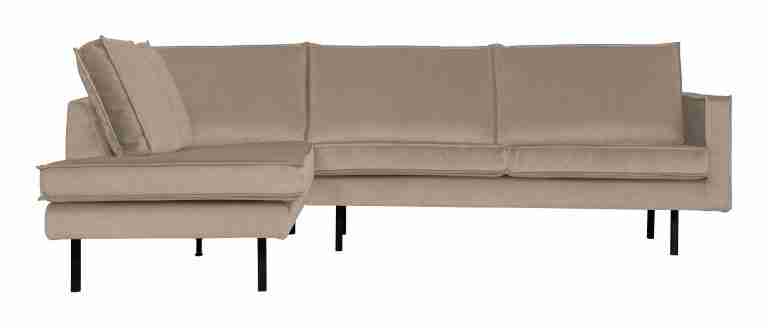 WOOOD Hoekbank 'Rodeo' Links, Velvet, kleur Khaki