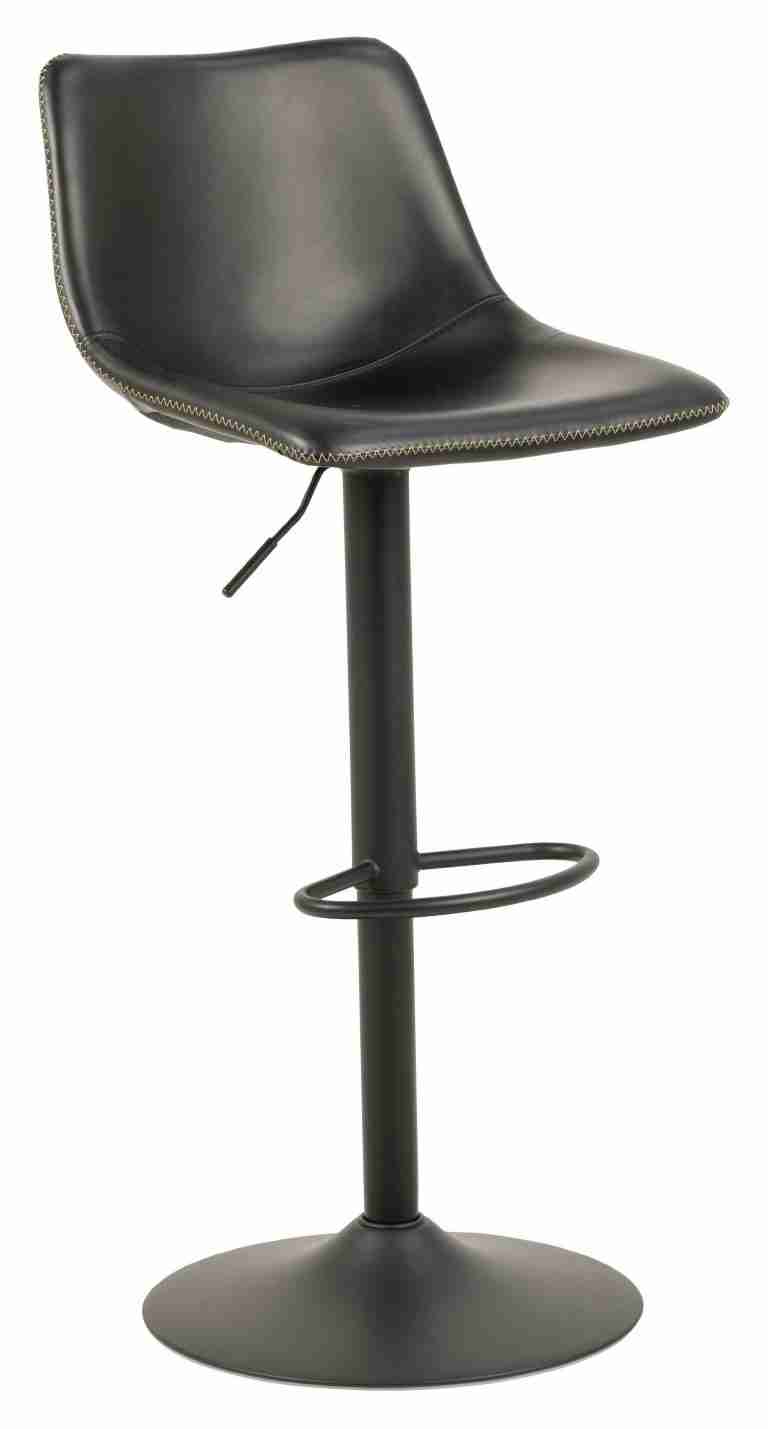Bendt Draaibare Barkruk 'Xanthe' PU, kleur Zwart (zithoogte 61-83cm)