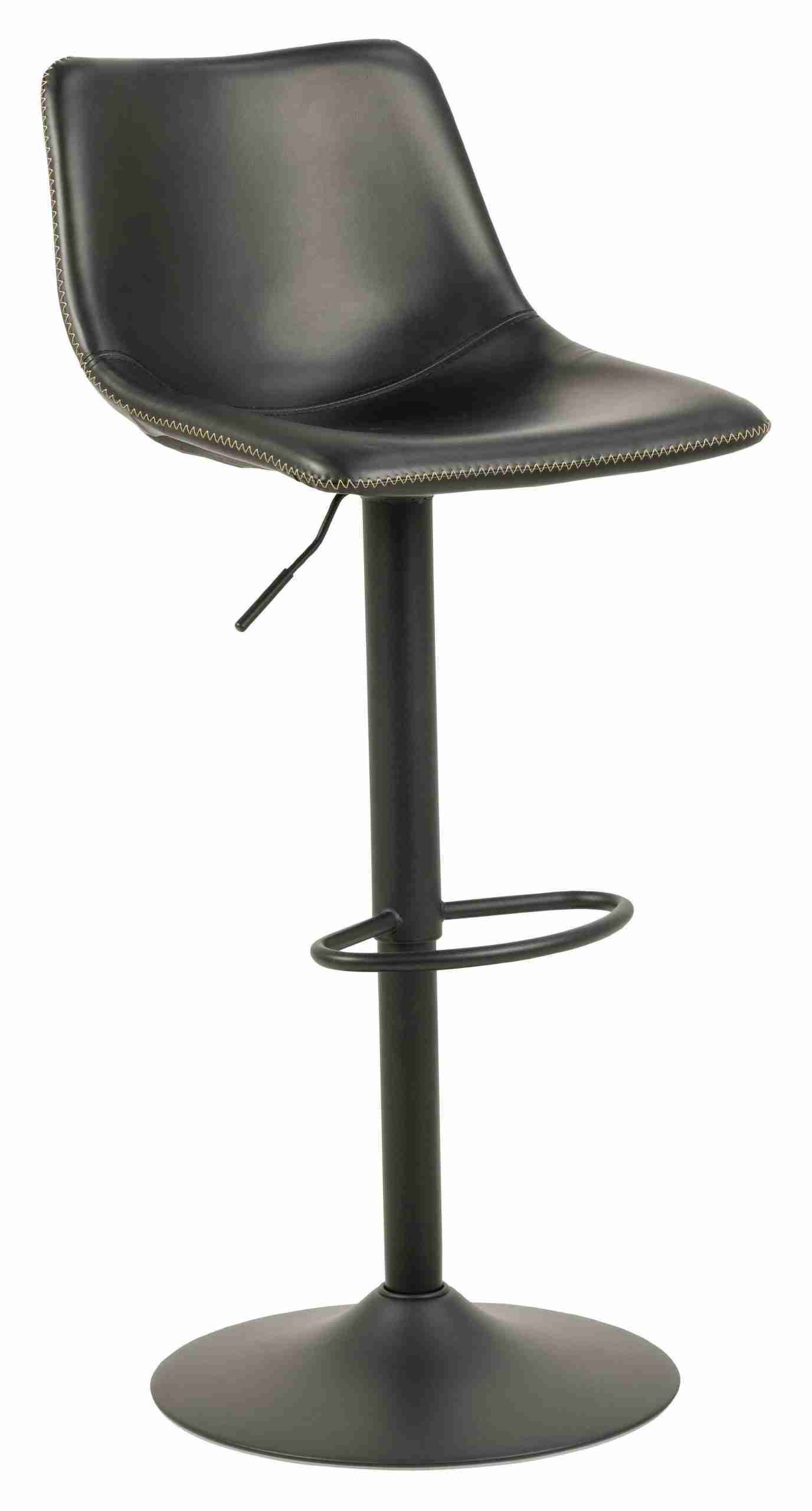 Bendt Draaibare Barkruk 'Xanthe' PU, kleur Zwart (zithoogte 61-83cm)