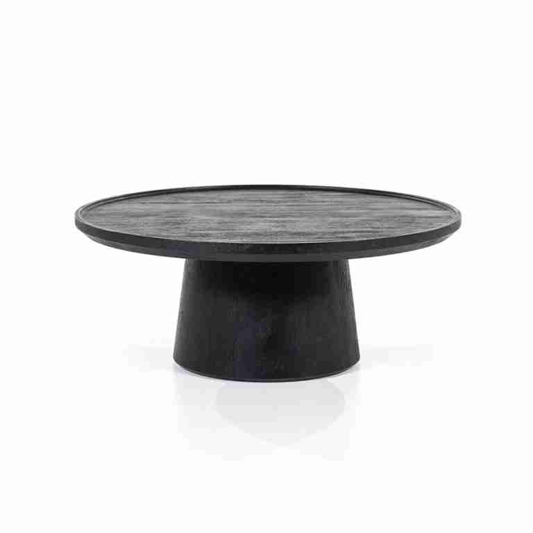 Eleonora Ronde Salontafel 'Ron' Mangohout, kleur Zwart, 80cm