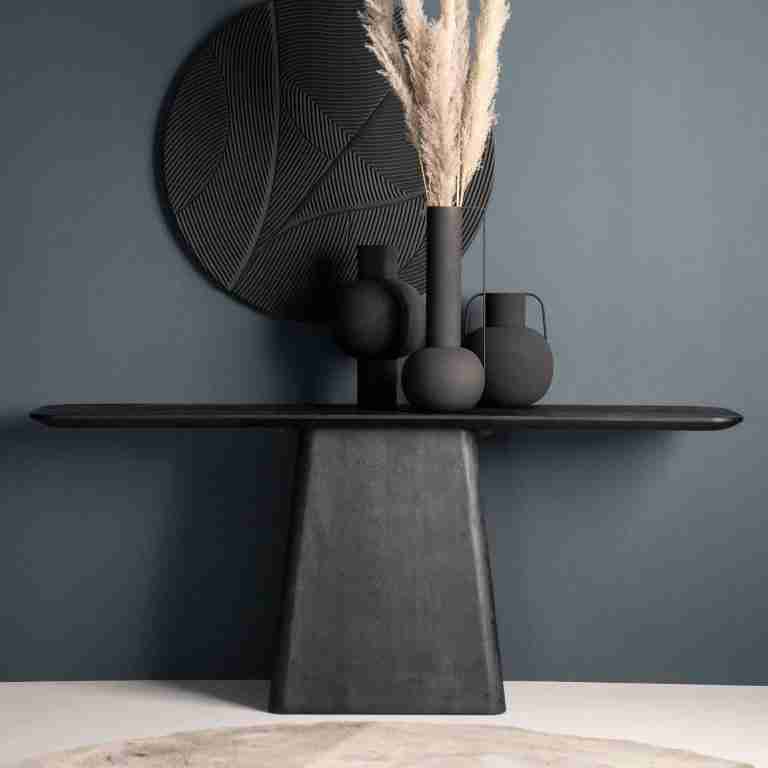 Eleonora Sidetable 'Aron' Mangohout, 180cm, kleur Zwart