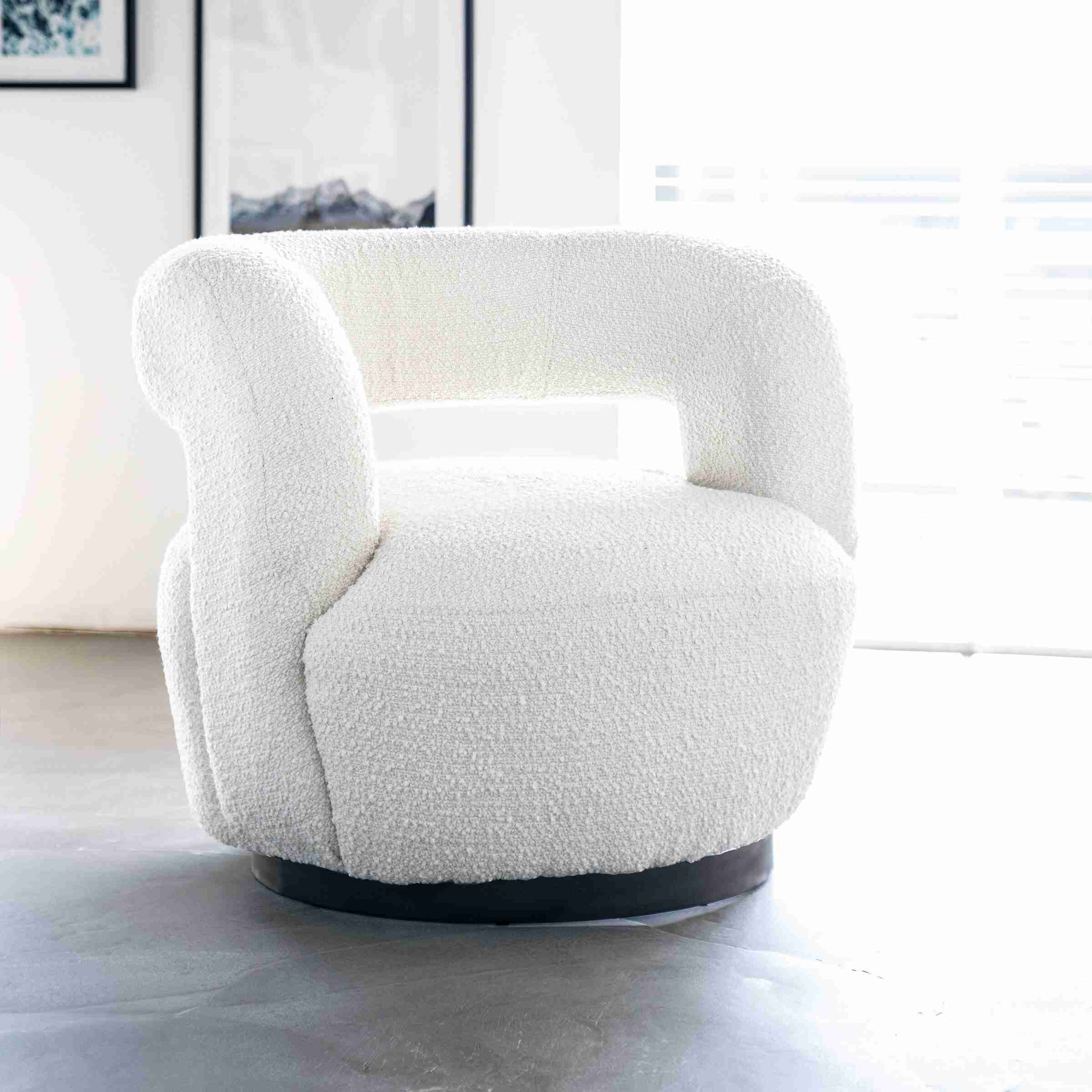 Eleonora Draaifauteuil 'Sharon' Bouclé, kleur Beige