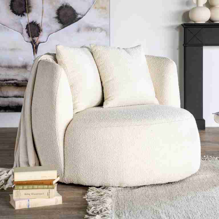 Eleonora Fauteuil 'Louis' Bouclé, kleur Beige