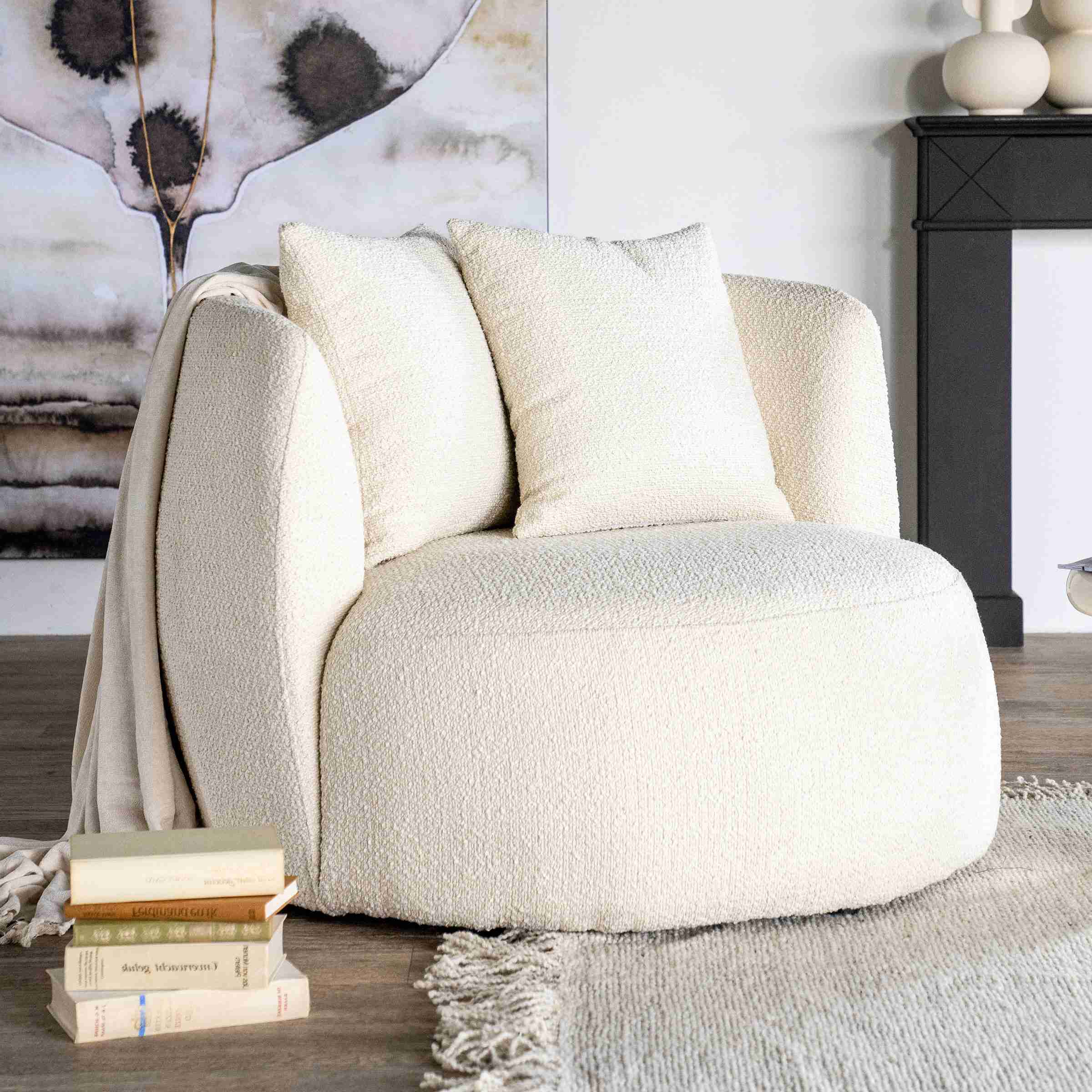 Eleonora Fauteuil 'Louis' Bouclé, kleur Beige