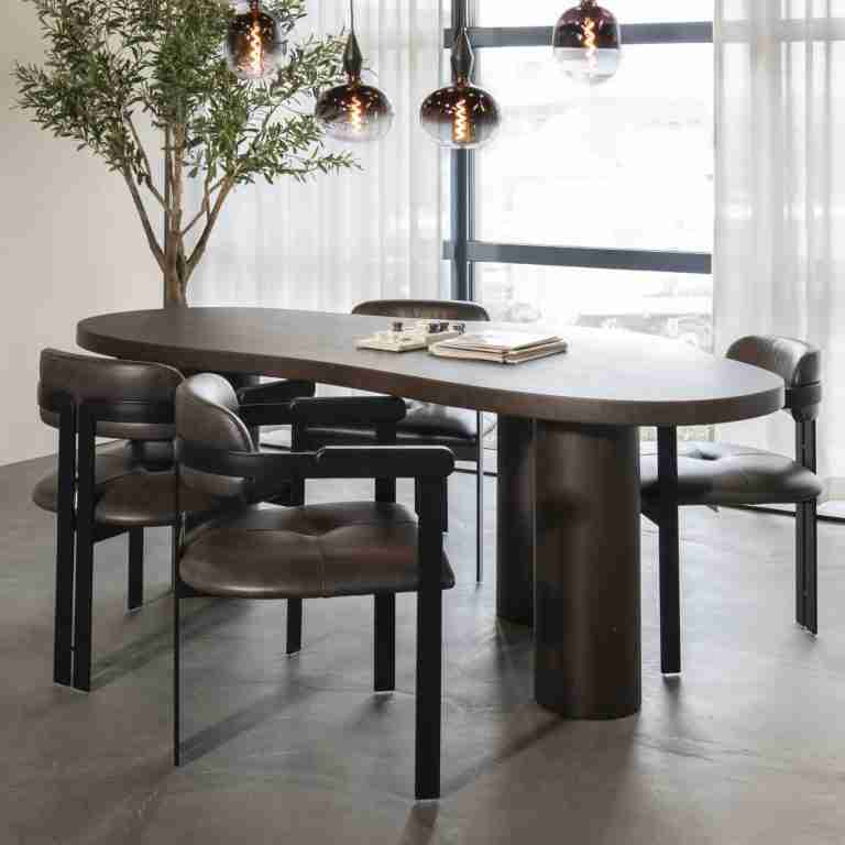 Eleonora Organische Eettafel 'Bobbie' Walnoot, 215 x 110cm, kleur Bruin