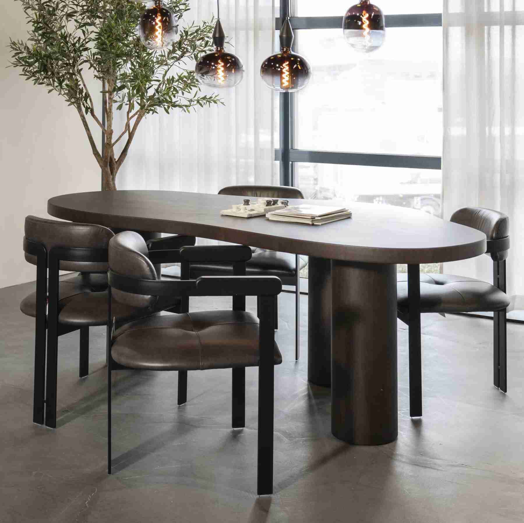 Eleonora Organische Eettafel 'Bobbie' Walnoot, 215 x 110cm, kleur Bruin