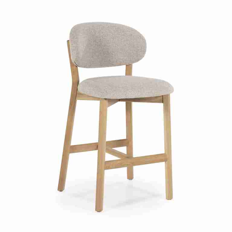 Eleonora Barstoel 'Mikky' kleur Taupe/Naturel (zithoogte 69cm)